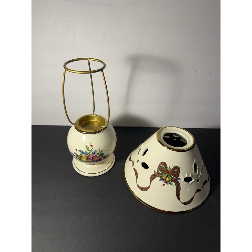 Lenox Holiday Tartan Table Candle Tea Light Lamp Shade Holly Christmas Plaid - Picture 5 of 9
